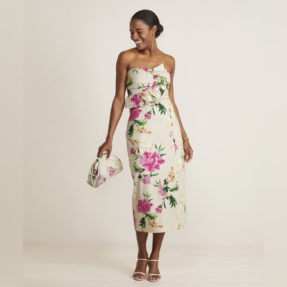 Vineyard Vines Dresses Vineyard Vines Kentucky Derby Cream Floral Strapless Column Midi Dress Womens 4 Poshmark